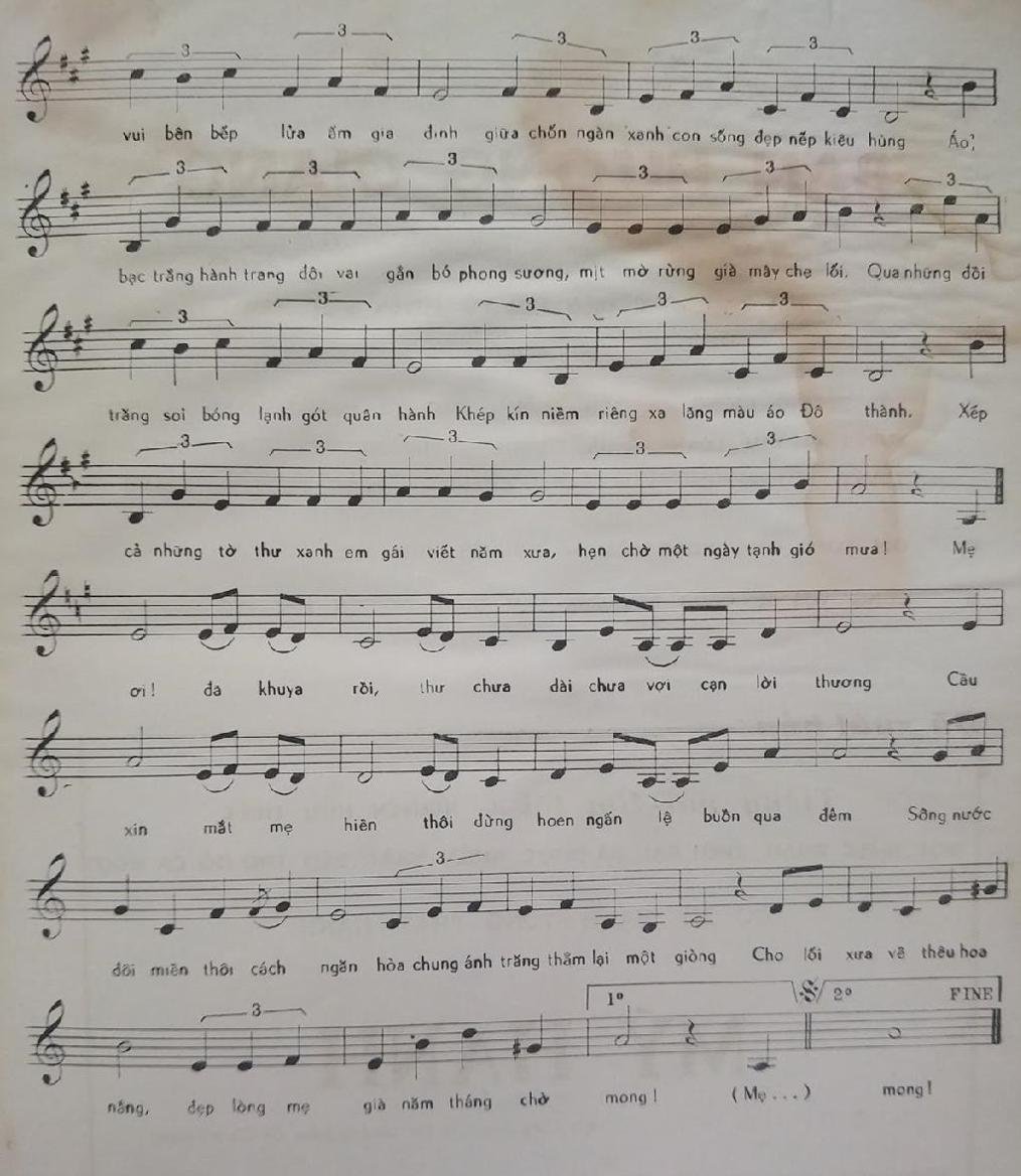 Sheet nhạc Thư Về Thăm Mẹ 2